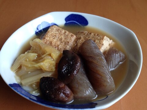 焼き豆腐白菜こんにゃくの煮物♪